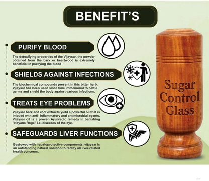 Authentic Vijaysar wooden drinking tumbler for daily Ayurvedic water infusion